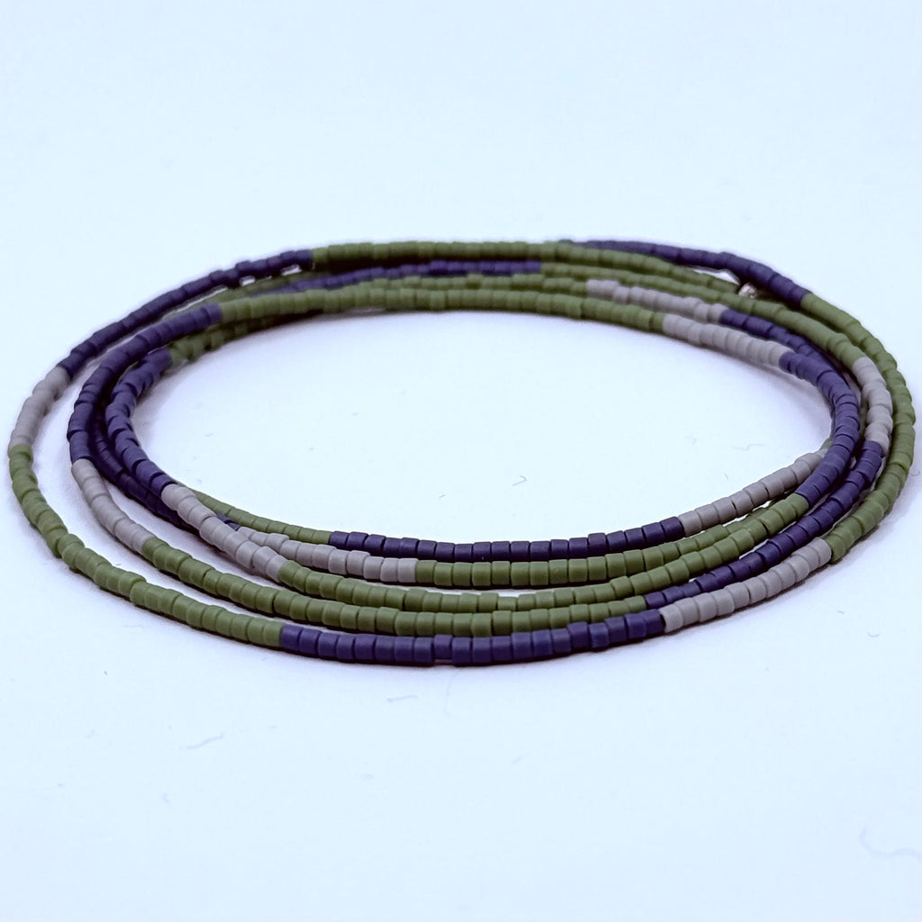 Miyuki Seed Bead Wrap Bracelet - Blue, Green, Gray