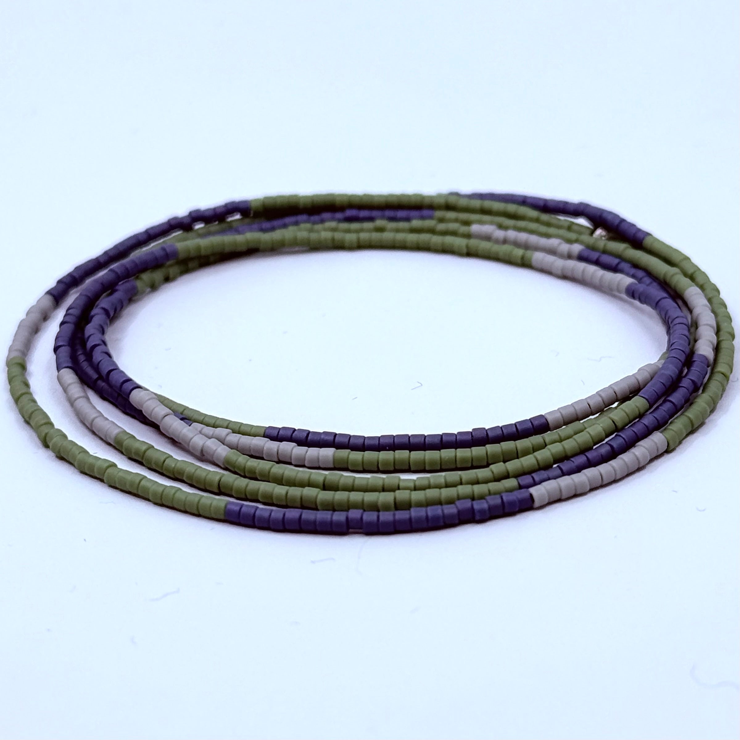 Miyuki Seed Bead Wrap Bracelet - Blue, Green, Gray