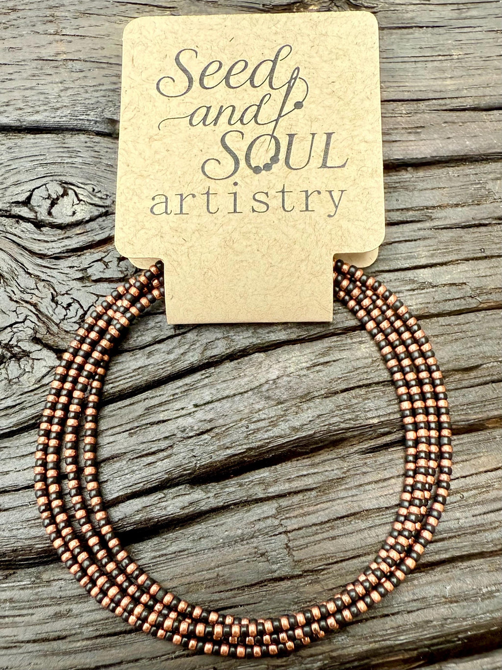 Miyuki Seed Bead Necklace – Black and Copper