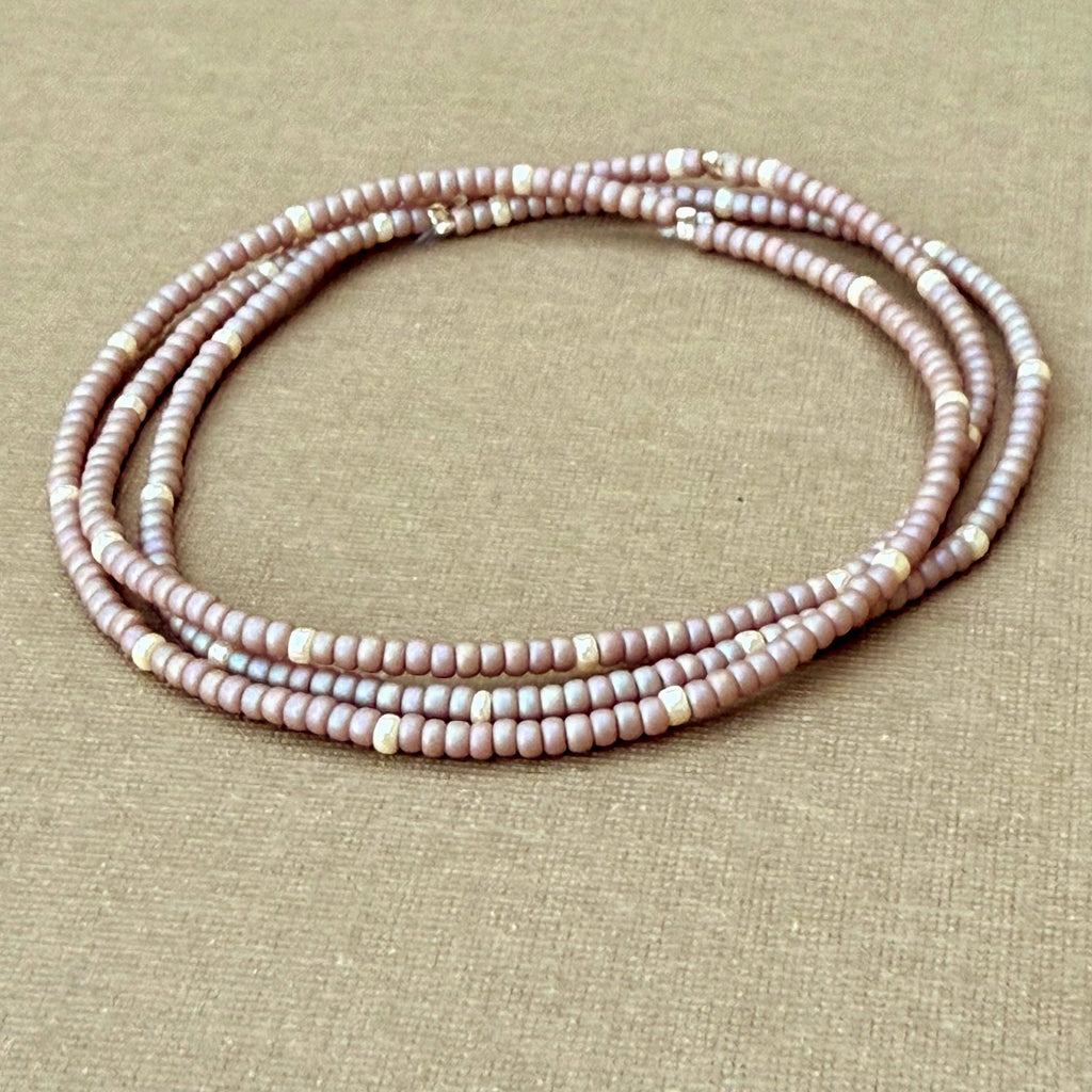 Miyuki Seed Bead Bracelets- Taupe and Ivory Pearl - Set of 3