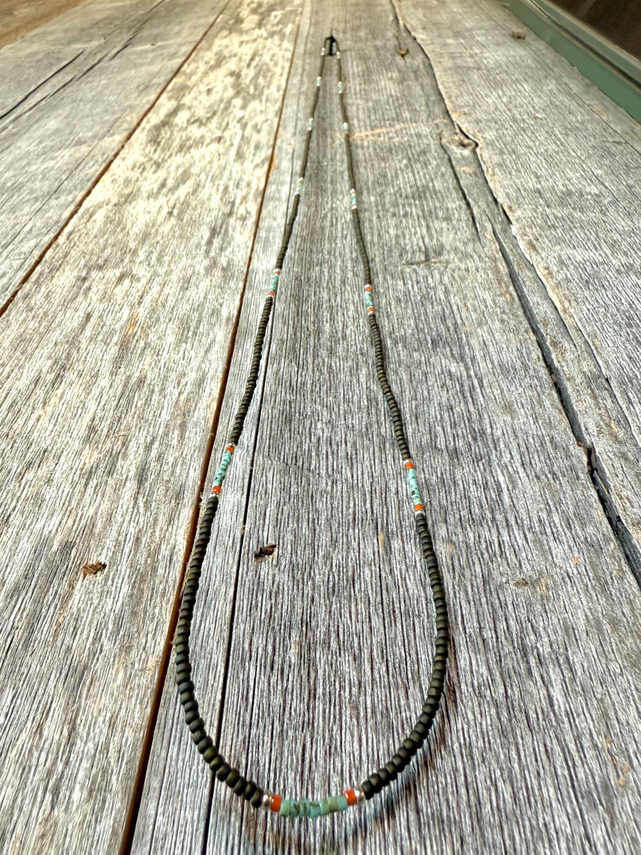 Miyuki Seed Bead Wrap Bracelet - Brown, Turquoise, Silver