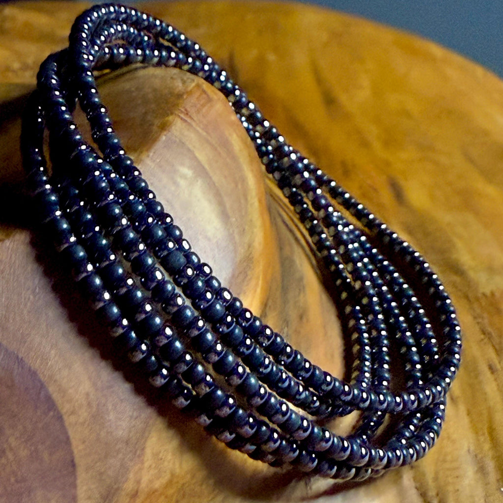 Miyuki Seed Bead Wrap Bracelet – Black and Silver