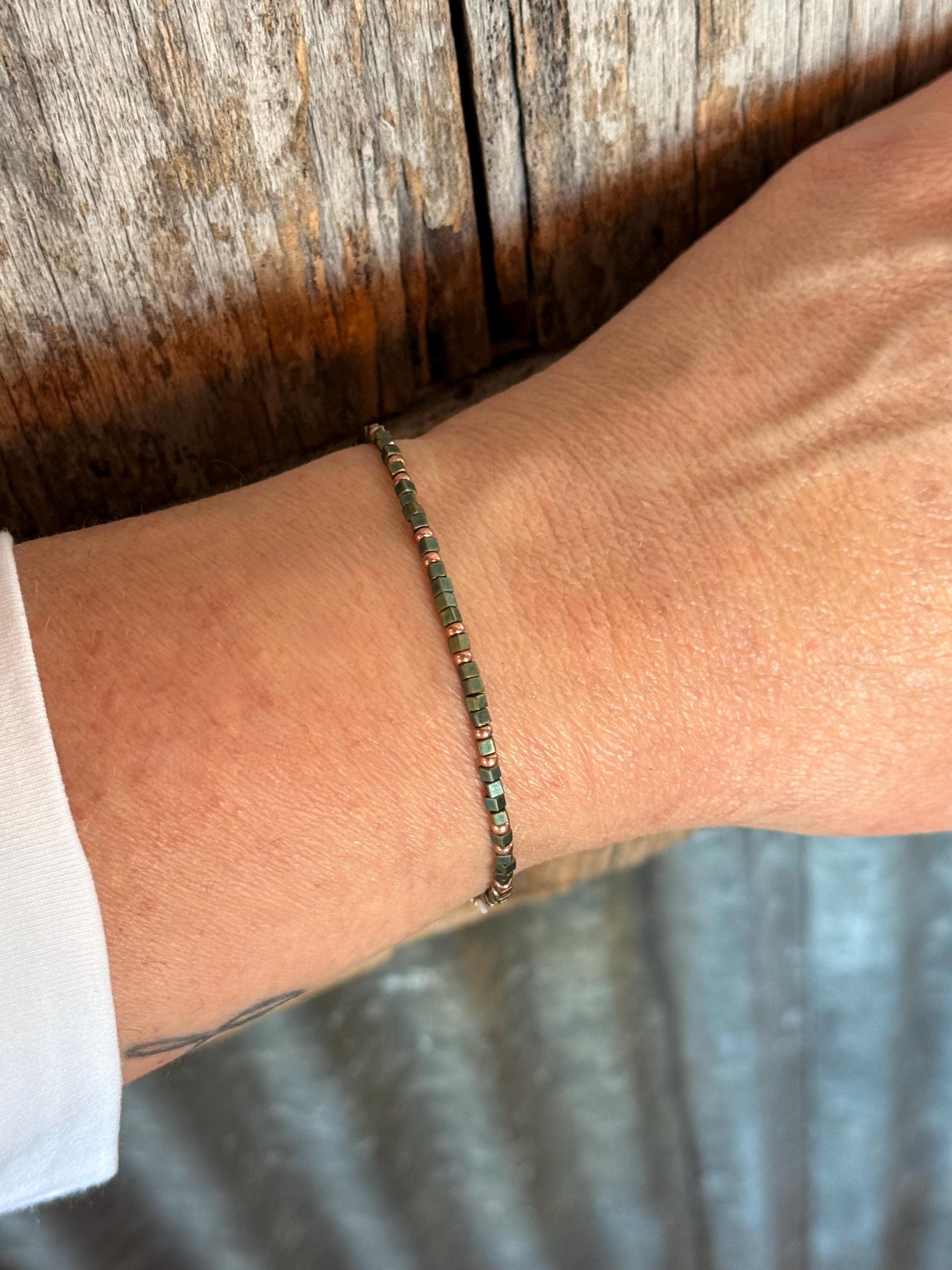 Handmade Miyuki Bead Bracelet - Green Patina & Copper – Seed and