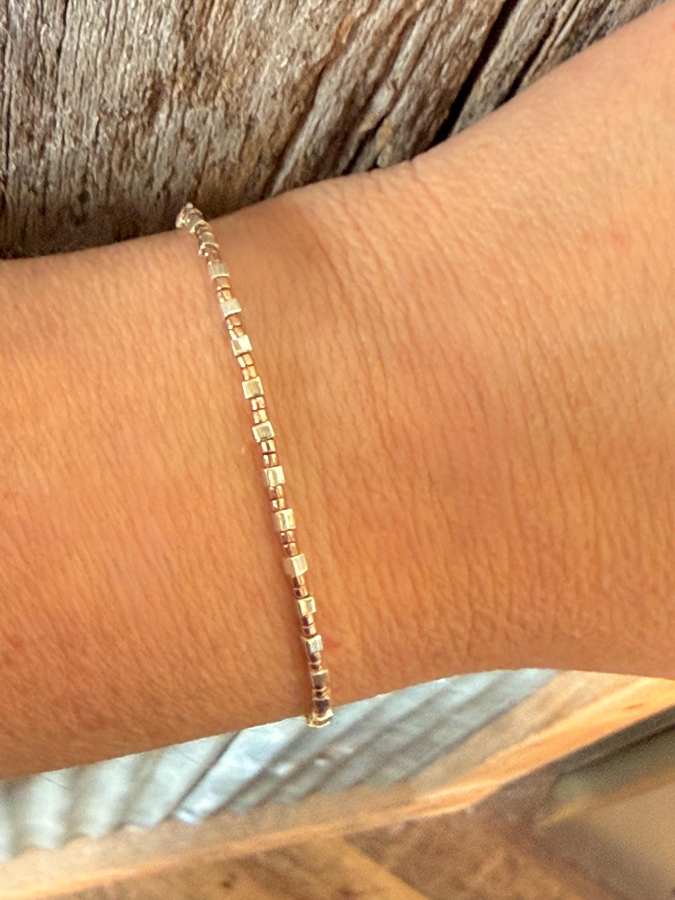 Miyuki Seed Bead Bracelet - Silver and Rose Gold