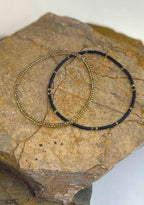 Miyuki Seed Bead Bracelets - Black Chartreuse Yellow - Set of 2