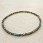 Miyuki Seed Bead Bracelet - Green Patina and Copper