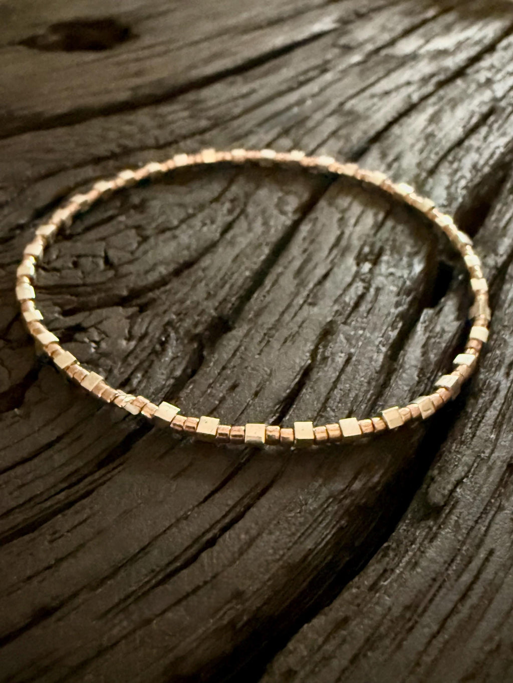 Miyuki Seed Bead Bracelet - Silver and Rose Gold
