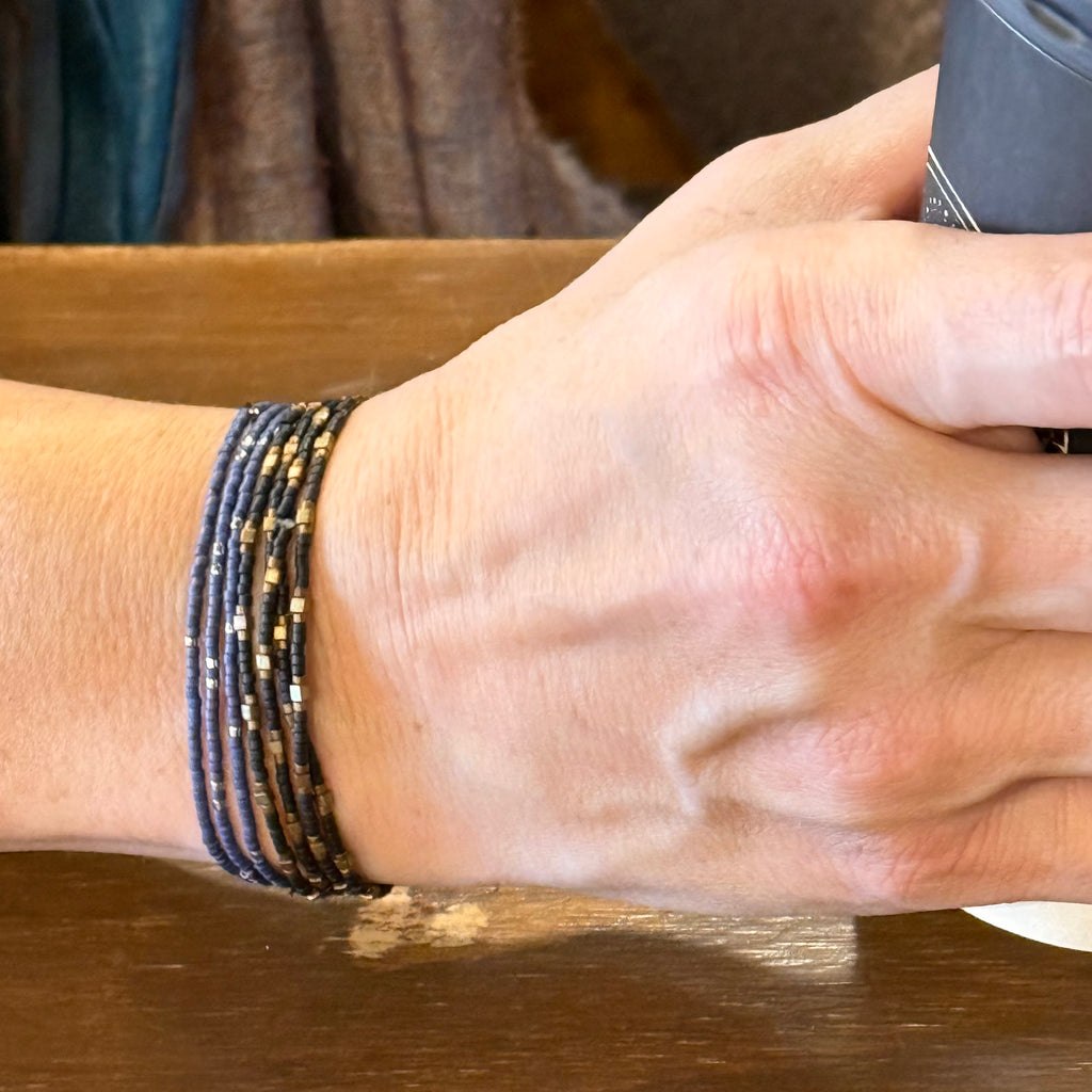 Miyuki Seed Bead Bracelets - Black Metallic Bronze- Set of 4