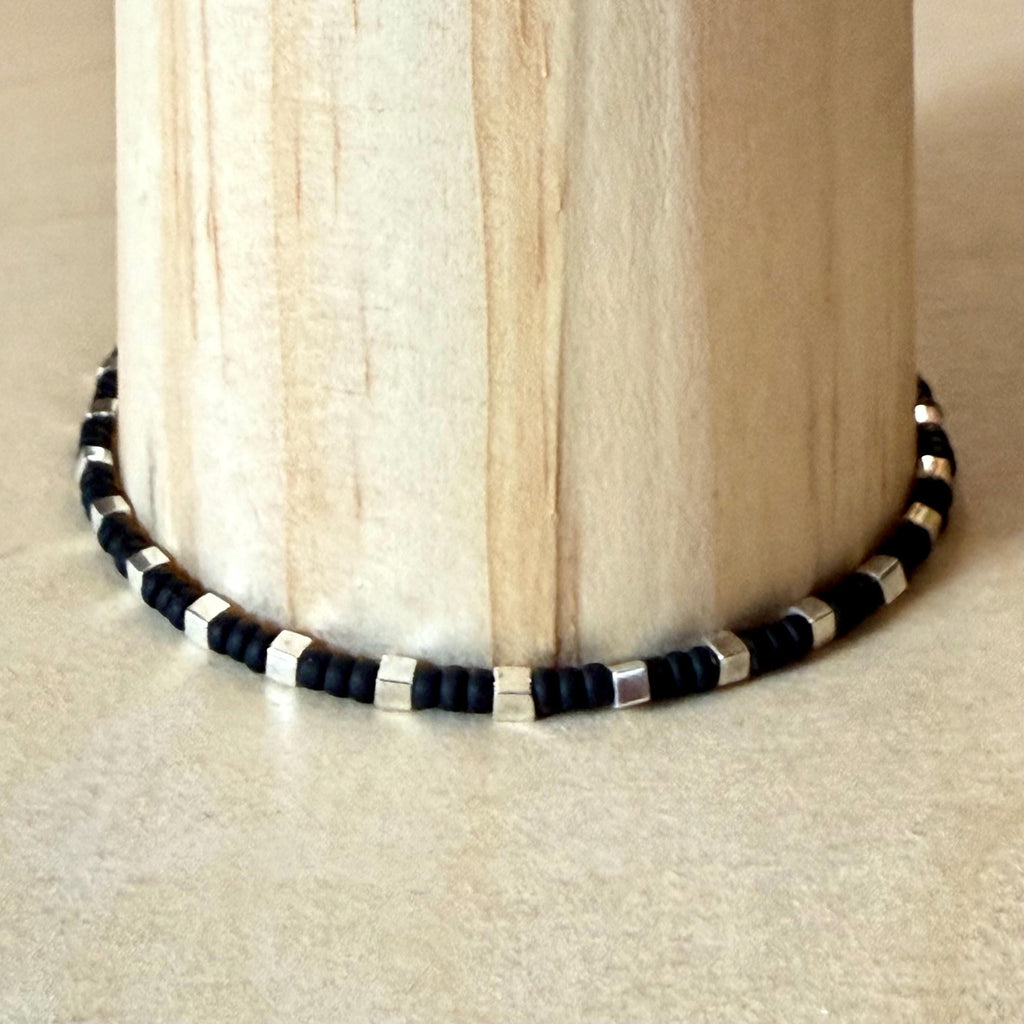 Miyuki Seed Bead Bracelet - Black and Silver