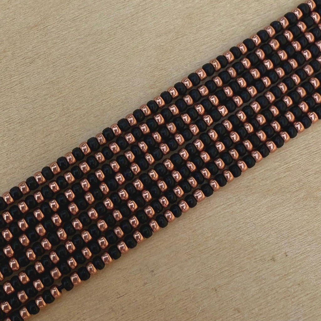 Miyuki Seed Bead Necklace – Black and Copper
