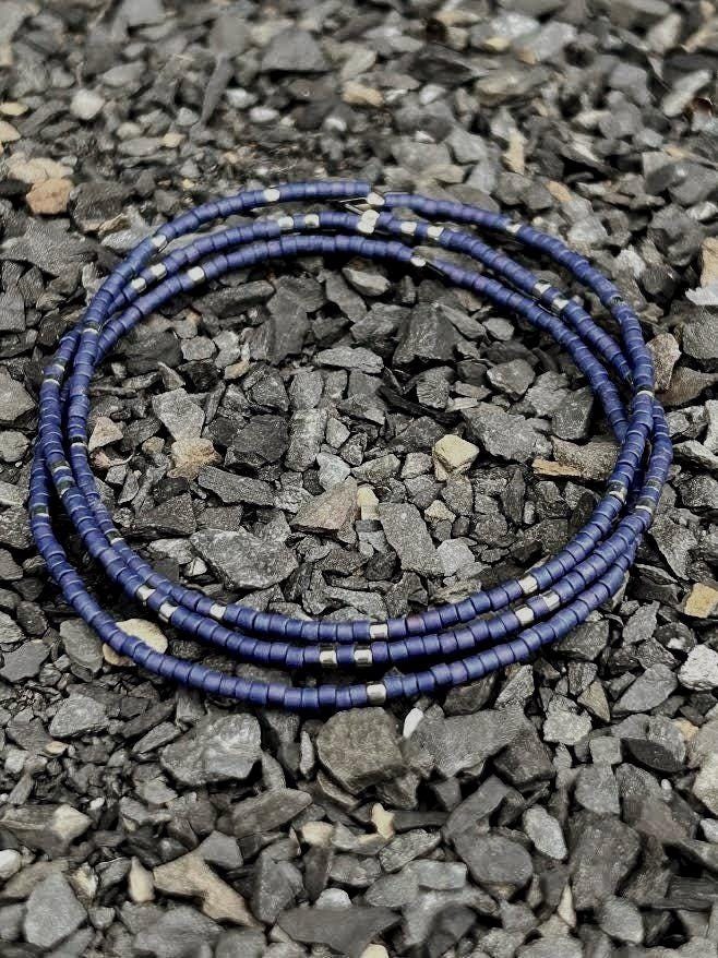 Miyuki Seed Bead Bracelets- Blue and Silver - Set of 3